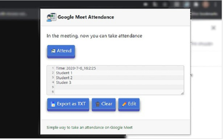 Attendance for Google Meet extension download