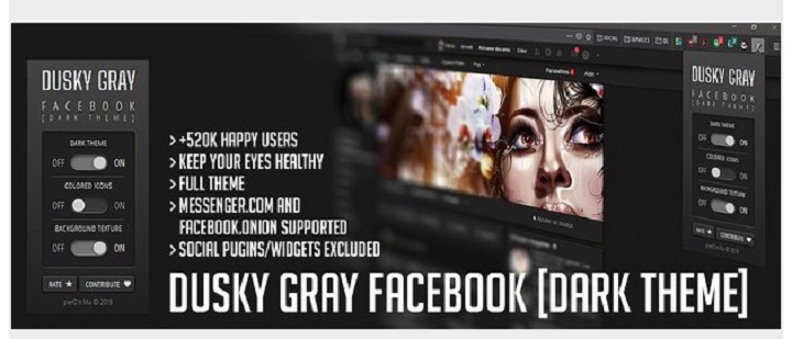 Dusky Gray Facebook Dark Theme extension download