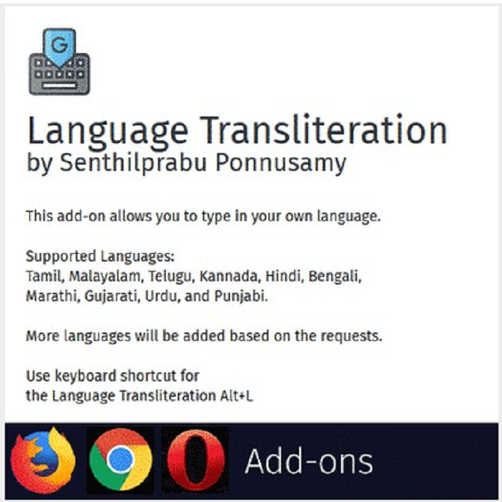 Language Transliteration extension download